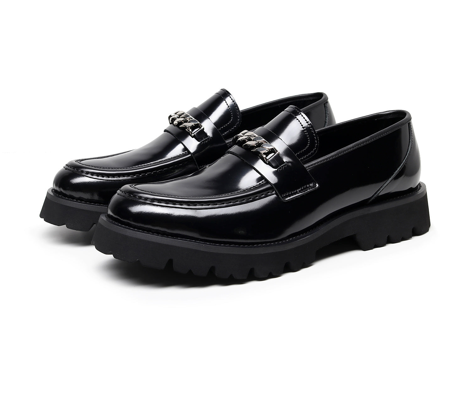 Men's Patent Business Shiny Platform Casual Leather Shoes