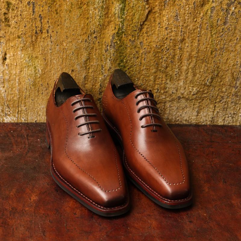 Men's Lace-Up Pointed Toe Wear Resistant Square Vintage Leather Shoes