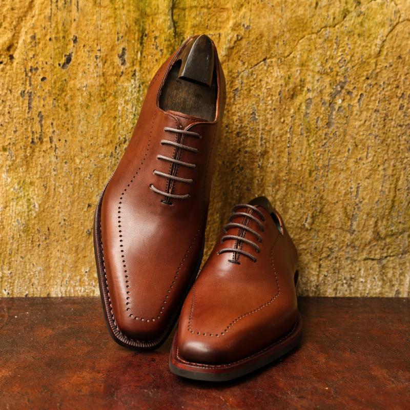 Men's Lace-Up Pointed Toe Wear Resistant Square Vintage Leather Shoes